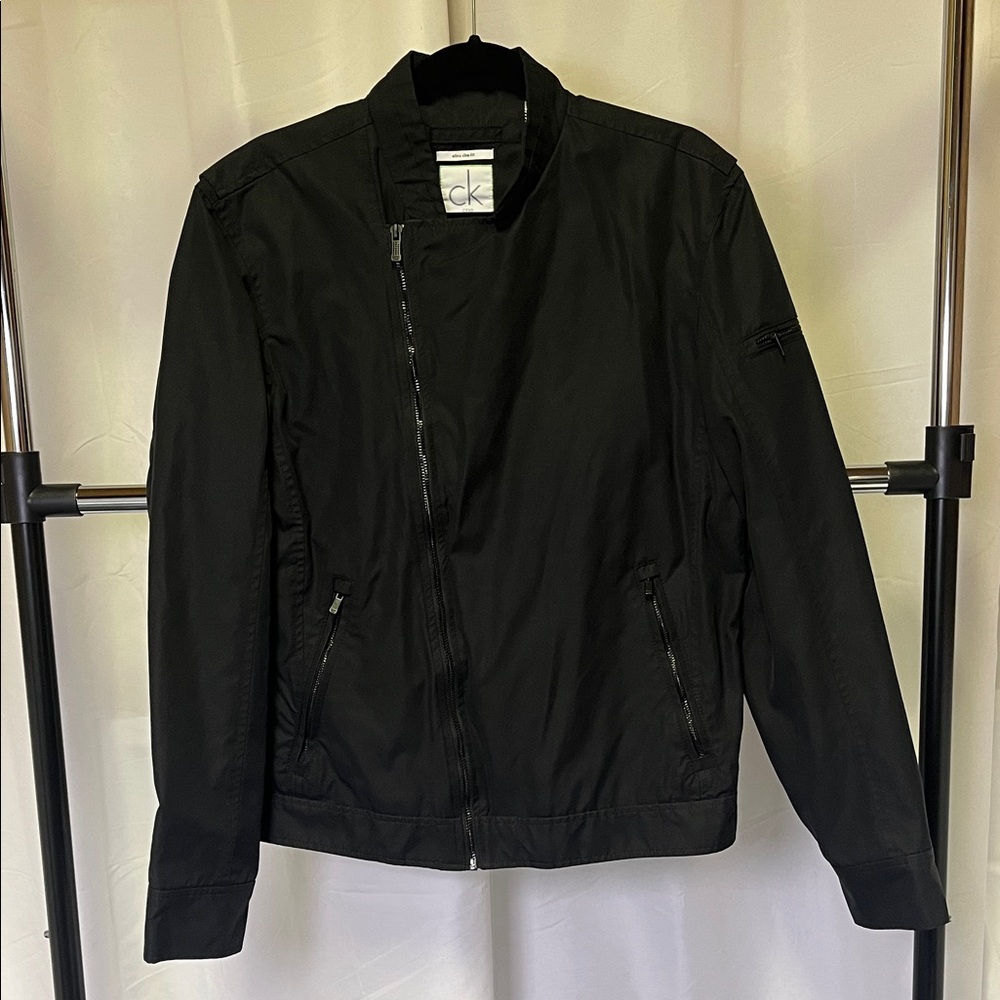 Calvin Klein Men's Sleek Black Bomber Jacket ultra slim fit size medium